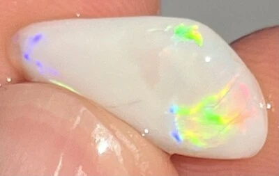 Solid Crystal Polished White Opal Lightning Ridge Bright Rainbow Colours Multi