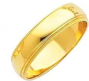 [JewelryWeb] 14k Yellow Gold 5mm Milligrain Wedding Band Ring Jewelry for Women - Ring Size Options: 10 10.5 11 11.5 12 4 4.5 5 5.5 6 6.5 7 7.5 8 8.5 9 9.5