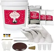Falling in Art Hand Casting Kit Couples - Keepsake Plaster Hand Mold Kit for Family, Kids, Adults with Large Bucket, Gloves, Powder Materials, Color Paints, Wooden Base