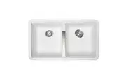 824 x 481mm Double Bowls Granite Stone Kitchen Laundry Sink Under mount White