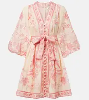 [Zimmermann] Zimmermann Lucky floral linen minidress AU 8 pink