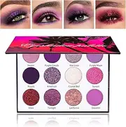 Boobeen 12 Colors Eyeshadow Palette - Glitter Matte Eyeshadow Powder, Purple Pink Eye Shadow Makeup for Women, Long-wear