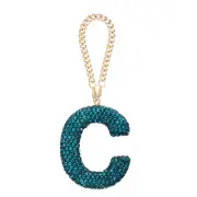 Bling Car Letter Charm Initial C Letter Hanging Ornaments for Bag Lake Blue