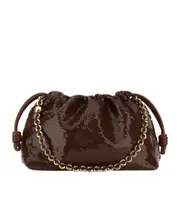 Flamenco sequined leather clutch Chocolate One size chocolate-colored