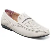 Stacy Adams Men's Corby White Leather Loafers 8.5 M Slip-on Rubber soles