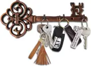 Key Holder for Wall - Cast Iron Skeleton Key - Decorative Farmhouse Rustic Wall