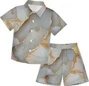[Caihoyu] Little & Big Boy's Hawaiian Button Down T Shirt Shorts Set Toddler Baby Boy Outfit Infant Little Boy Gift