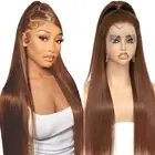 13x6 Chocolate Brown Lace Front Wig 200 Density Hd Lace Front Wigs Human Hair...
