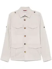 Brunello Cucinelli Multi-Pocket Buttoned Jacket IT52,IT50,IT60,IT56,IT54,IT48,IT58,IT46 White