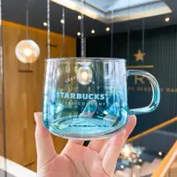 在飛比找蝦皮購物優惠-STARBUCKS 星巴克馬卡龍藍色玻璃杯咖啡杯