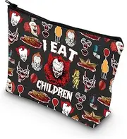 LEVLO Clown Cosmetic Make Up Bag Clown Fans Gift I Eat Children Makeup Zipper Pouch Bag Horror Movie Merchandise, Eat Children Full B, Makeup Bag