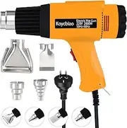 Heat Gun, 2-Speed Temperature Settings 400°C and 600°C Power Tool, 2000W Electric Fast Heating Heavy Duty Hot Air Gun Kit with 4 Nozzles for Crafts, Shrinking PVC, Stripping Paint and More (Yellow)