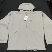 Nike Sportswear Jacket Mens Small Lined Woven Light Iron Ore Hoodie DM5285-012