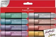 Faber-Castell Metallic 8-Piece Highlighter Set: Glamorous Gold, Shiny Silver, Pearl Rose, Brilliant Ruby, Magnificent Blue, Precious Green, Glorious Red, Shimmering Violet