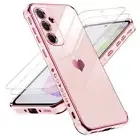 for Samsung Galaxy A35 5G Case: with Tempered Glass Screen Protector [2 Pink