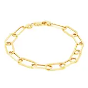 10k Yellow Gold 6mm Paperclip Chain Cable Link Bracelet Womens Mens 7" 7.5" 8"