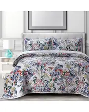 Tribeca Living Floris Velvet Oversized Quilt Set