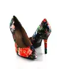 Black Floral Print Awesome Sexy Height Pointy Pointed Toe Stilettos Heel Pumps