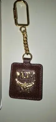 MCM Signature Leather Key Ring/Bag Charm-Brown NIB