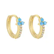ANYCO Earrings Gold Plated Blue Minimalist Pave Black Blue Zircon Flower Stud For Women Girl Perfect Fashion Stylish Accessories Jewelry Gifts