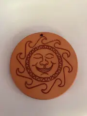 Wieland Ware Glazed Pottery Terracotta Sun Hot Plate Wall Plaque Decor 7”