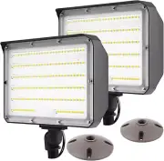2Pack Dusk to Dawn Outdoor 100W LED Flood Light with Knuckle (Plate Included), 1