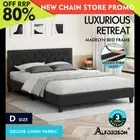 ALFORDSON Bed Frame Double Size Wooden Base Platform Fabric Charcoal MADELYN