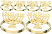 HOLIDYOYO Hanukkah Decor Napkin Holders 6pcs Menorah Candlestick Ring Elegant Table Adornment