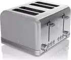 Swan ST19020GRN Retro 4 Slice Toaster, Gray