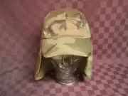GREEN CAMO BALL CAP HAT W/BUCKET EAR FLAP W/NECK SUN PROTECT HUNT FISH HIKE
