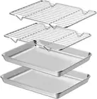 1/2PC Oven Grill Tray & Rack Set Baking Roasting Quarter Sheet Stainless Pan Set