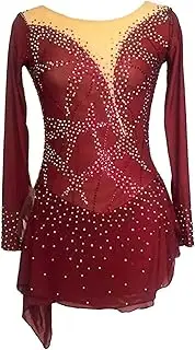 [Zagitova] Figure Skating Dress for Girls Women Long Sleeve Patchwork Competition Dance Outfits with Shiny Rhinestone