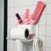 Mumoo Bear Universal Hair Dryer Holder, Blow Dryer Hanger Wall Mount for Hair Dryer Hook with Plug&Cord Organizer Self for Bathroom (White)