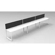 RAPIDLINE RAPID INFINITY LOOP LEG WORKSTATION Single Sided With Screen 3 Person W4500 x D700 x H730mm Natural White with Scalloped Edge