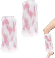 [Biiange] Pink Furry Leg Warmers, Furry Boot Cover, Faux Fur Fuzzy Leg Warmers Furry Boot Covers for Women Girls (1Pair), Pink