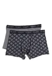 Ted Baker London Men’s S Premium Soft Modal 2-Pack Boxer Briefs Geometric Silver
