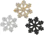 OATIPHO Use DIY Patches Snowflake Rhinestone Stickers for Iron-on Garment Decor 3 Pieces