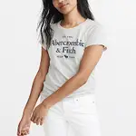A&F 經典印刷文字大麋鹿短袖T恤(女)-灰色 AF ABERCROMBIE