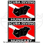 HUNGARY SCUBA DIVING Flag-Hungarian Map Shape Rectangular Sticker, Decal 75mm x2