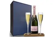 Moet & Chandon Rose Hamper Box includes Presentation Stand and 2 Fine Crystal Champagne Flutes