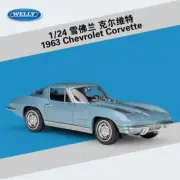 WELLY 1:24 1963 Chevrolet Corvette Diecast Classic Metal Model Car Alloy Toy Car