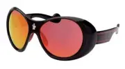 Moncler ML0148 01C Unisex Oval Sunglasses – Shiny Black Frame, Red Reflective Le