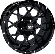 Red Hawk TIR-RX386-B Wheel - RHOX RX386, Gloss Black, 14x7 ET-25 Golf Carts