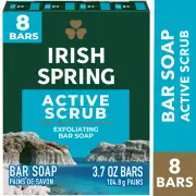 Irish Spring Active Scrub Exfoliating Soap with Flaxseed Oil, 3.7 oz Bars, 8 Ct