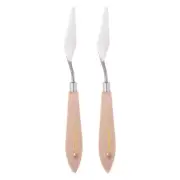 2pcs No.9 Painting Palette Knives Stainless Steel Spatula Beech Wood Handle