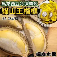 在飛比找momo購物網優惠-【阿成水果】馬來西亞冷凍帶殼貓山王榴槤2A 1粒2kg(冷凍