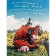 Vintage GET WELL Card - UDDERLY POOPED Ben Crane 2003 Cow Farm Leanin' Tree + ✉
