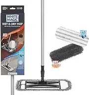 White Magic Wet and Dry Mop Traps Dirt Hair Dust Cut Through Grease Grime, Silver/Grey