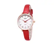 W26 Red Retro Round Literary Ladies Watch Belt Simple Waterproof Watch Quartz Watch Girls Decorative Wristband Jewelry