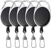 Badge Reel, ZHIYE 5 Pcs Reel Clips Retractable Badge Holder with Key Belt Reel for Key Ring ID Card Badge Holder